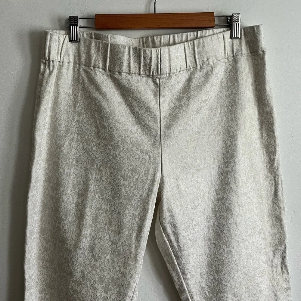 Soft Surroundings Gold Metallic Crop Slim Leg Pull On Pants Size XLP